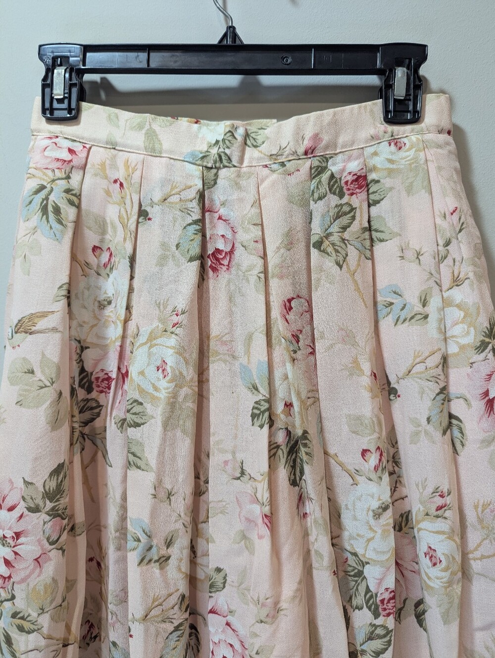 Susan Bristol Vintage Pink Floral Pleated Midi Lined Skirt Size 6 - Picture 2 of 10